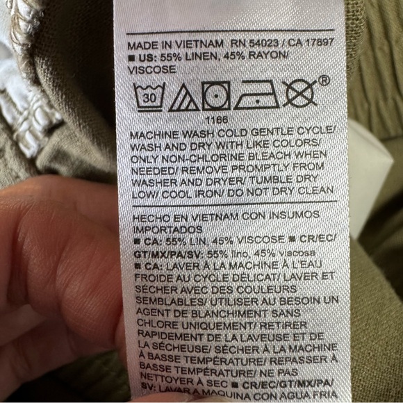 LOT of 2 Old Navy High Rise Pant Linen Blend Plus Size XXL/2X BEIGE GREEN Casual - Picture 8 of 13